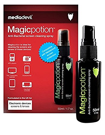 MediaDevil Magicpotion Anti-Bacterial Screen & Lens Cleaning Spray Fluid Kit: 50ml (1 x Pack) with Microfibre Cloth