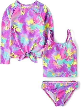 The Children's Place Girls' Standard Tankini Swimsuit and Cover Up 3-Piece Set