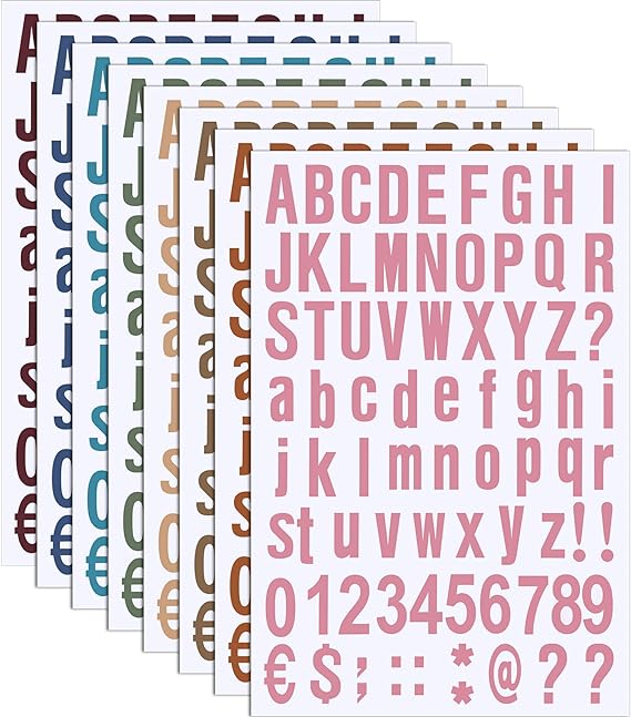 8 Sheets Self Adhesive Vinyl Letters Numbers Kit, Mailbox Numbers Sticker for Mailbox, Signs, Window, Door, Cars, Trucks, Home, Business, Address Number (1 Inch, Morandi Color)