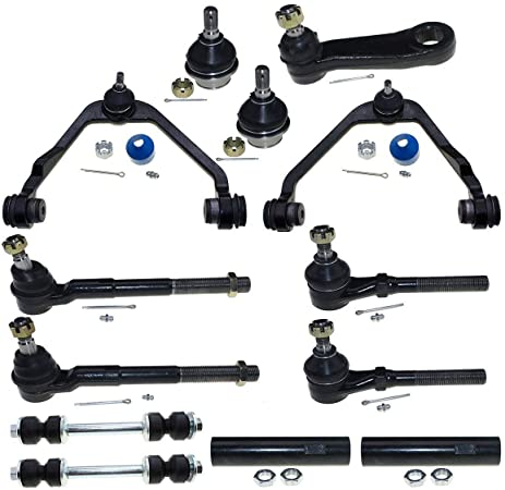 DLZ 13 Pcs Front Suspension Kit-Upper Control Arm Ball Joint Assembly Lower Ball Joint Tie Rod End Adjusting Sleeve Sway Bar Pitman Arm Compatible with Ford F150 RWD 1997-2003, Ford F250 RWD 1998-1999