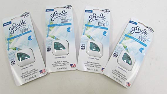 Glade Vent Oil Car AC and Home Air Freshener, Eliminate Odors, Clean Linen Scent (Pack of 4)