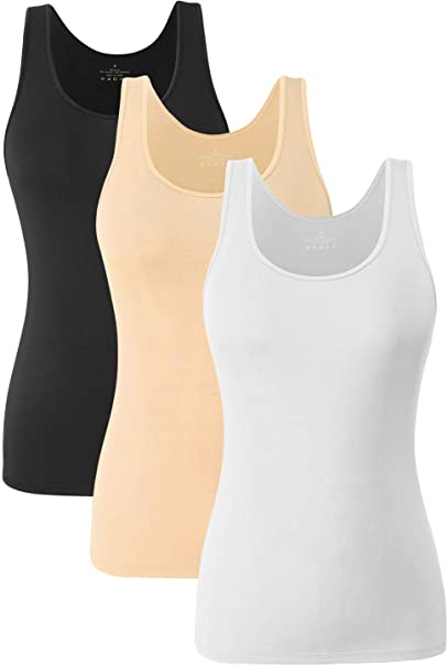Le Nepho Womens Tank Tops Wide Strap Tank Top Scoop Neck Cami 4-Pack