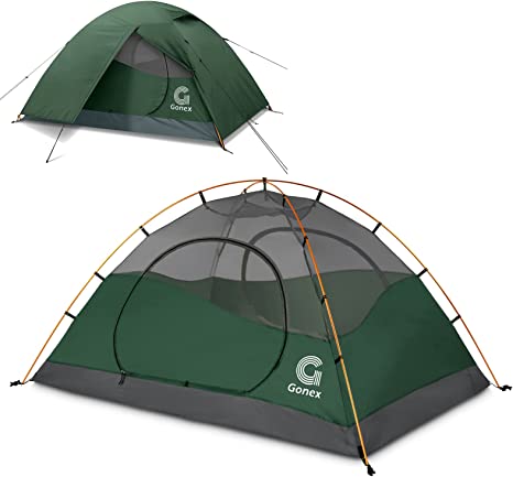 Gonex Lightweight 2/4 Person Camping Tent, Double Layer Dome Tent with Aluminum Poles, PU3000mm Waterproof Tent for Backpacking, Easy Set-Up
