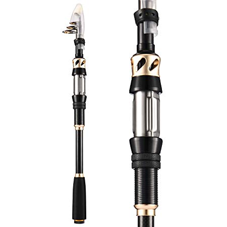 Magreel Telescopic Fishing Rod, 24T Carbon Fiber Portable Collapsible Fishing Pole with Stainless Steel Guides for Travel Saltwater Freshwater Bass Salmon Trout Fishing