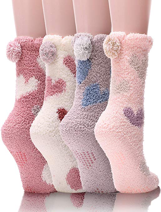 Womens Fuzzy Slipper Socks Soft Cabin Warm Cute Cozy Fluffy Winter Christmas Slipper Socks