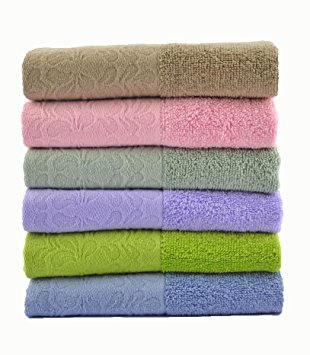 Cleanbear Washcloths,for Home and Outdoor Use,6-pack,6colors, Easy Care, Size 13"x13"