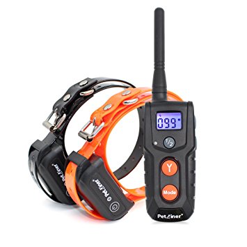 Petrainer 330 Yards Remote Training E-collar PET916 Rechargeable and Fully Waterproof Dog Training Collar for 2 dogs with Safe Beep, Vibration and Shock Electronic Electric Collar for Medium or Large Dogs Trainer (IS-PET916)