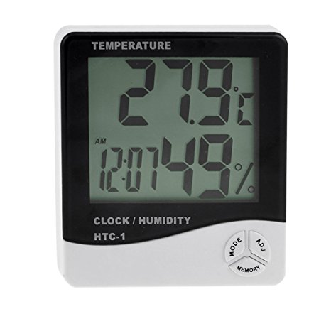 HTC-1 Digital LCD Display Max-Min Temperature Humidity Meter Hygrometer Clock