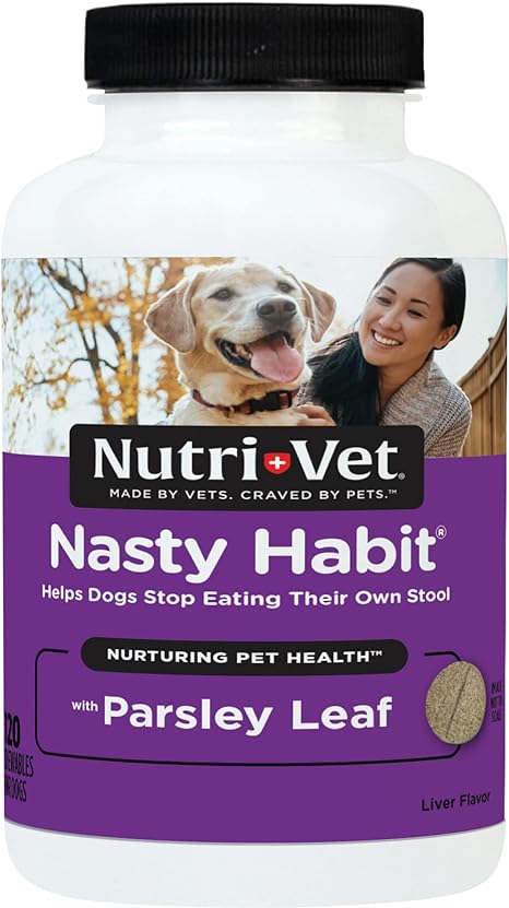 Nutri-Vet Nasty Habit Chewable Tablets for Dogs | Helps Stop Puppies and Dogs from Eating their Own Stool | 120 Count