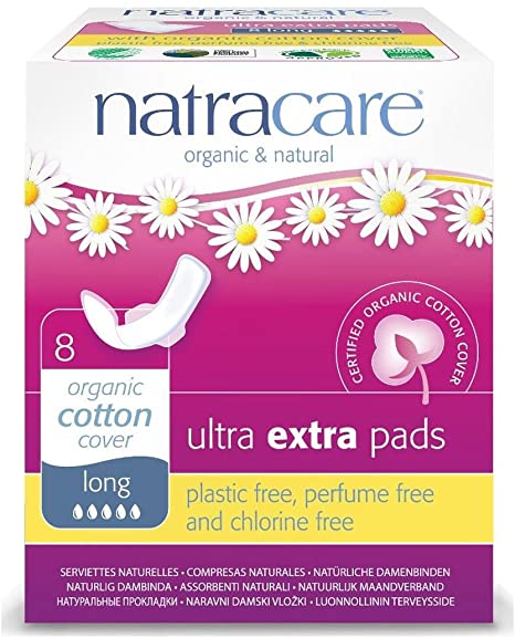 Natracare Long Ultra Extra Pads with Wings -(1 Pack of 8 pads)