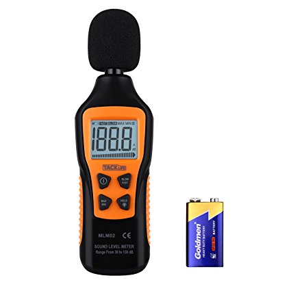 Tacklife Digital Sound Level Meter, MLM02 Decibel Meter with Noise Measurement Range 30-130 dBA, Max/Min/HoldData,Fast/Slow Mode,LCD Backlight Display/Flashlight (Battery Included)