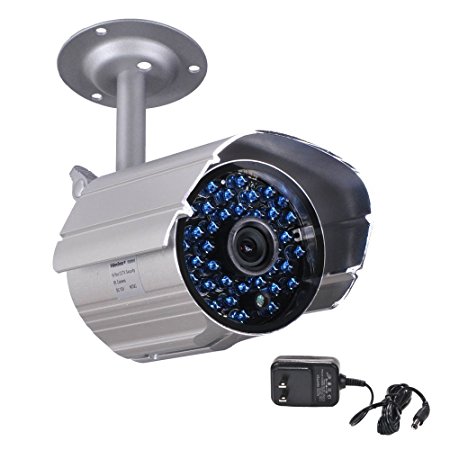 VideoSecu Bullet Security Camera IR Infrared Day Night Vision Home Outdoor 520TVL IR-Cut Filter Switch CCTV Surveillance Camera with Power Supply and Bonus Security Warning Sticker MCM