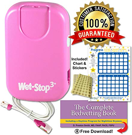 Wet-Stop3 Bedwetting (Enuresis) Alarm System (Pink) with Sound and Vibration