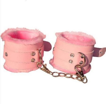 Vovii Fetish Bdsm Soft Handcuffs Cozy Pink with Chain Adjustable Sex Bondage is_adult_product