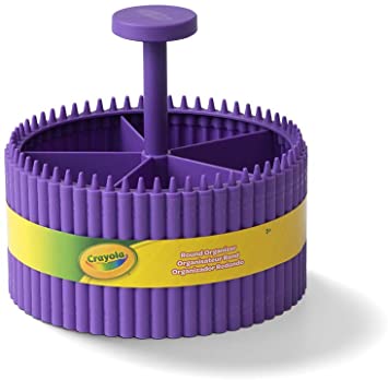 Crayola Round Storage Organizer - Creative Kids Desk Organizer with 5 Sections for Storing Pens, Pencils, Crayons and Other School/Office Supplies, Violet (Purple), Kids 3  Years (20022587)