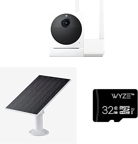 WYZE Cam Outdoor Starter Bundle v2 & Solar Panel - Compatible Cam Outdoor, Continuous Power with 2.5W 5V Charging & Expandable Storage 32GB MicroSDHC Card Class 10, Black