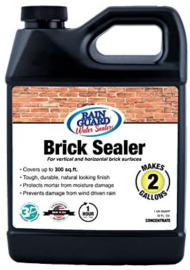 Premium BRICK SEALER Concentrate (2 Gal) - Clear Natural Finish, Penetrating Water Repellent Stops Wind Driven Rain, Moisture Damage & Stain Protection - Brick Walls, Chimneys, Patio, Pavers, Walkway