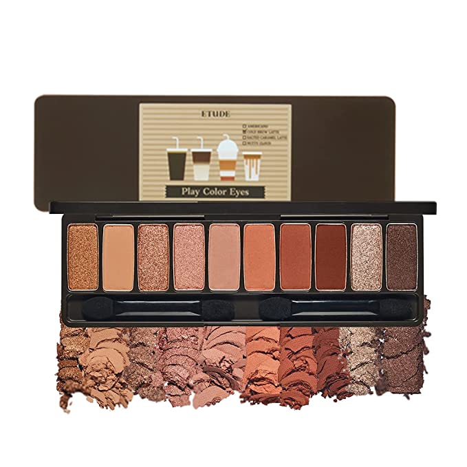 ETUDE Play Color Eyes #Caffeine Holic (21AD) | Vivid 10 Color Eye Shadow Palette with Soft Texture and Daily Deep Coffee Colors | Eyes Makeup | Kbeauty