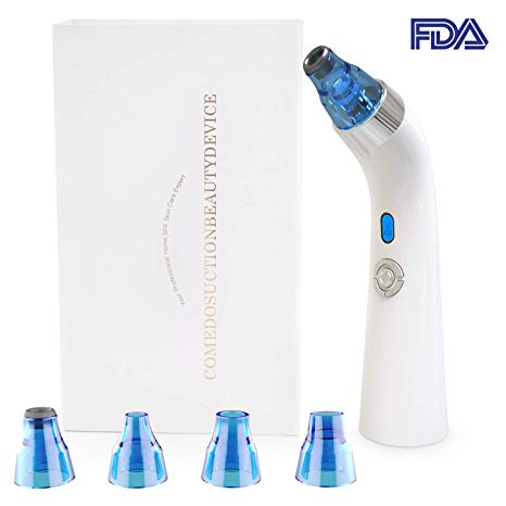 Blackhead Remover, MASCARRY Rechargeable Electric Facial Pore Blackhead Exfoliate Dead Skin Vacuum Suction Remover, LED Display Microdermabrasion Machine for Comedone Acne Treatments-Blue(Unisex)
