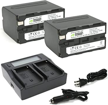 Wasabi Power Battery (2-Pack) and Dual Charger for Sony NP-F950, NP-F960, NP-F970, NP-F975 (L Series)