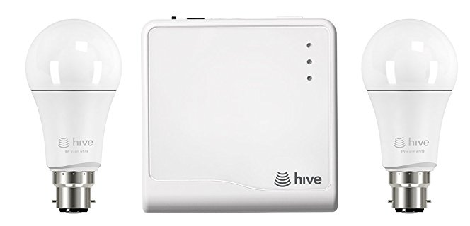 Hive Active Light Starter Kit, Works with Alexa, Includes Hive Hub and 2 x B22 Bayonet Bulbs - White