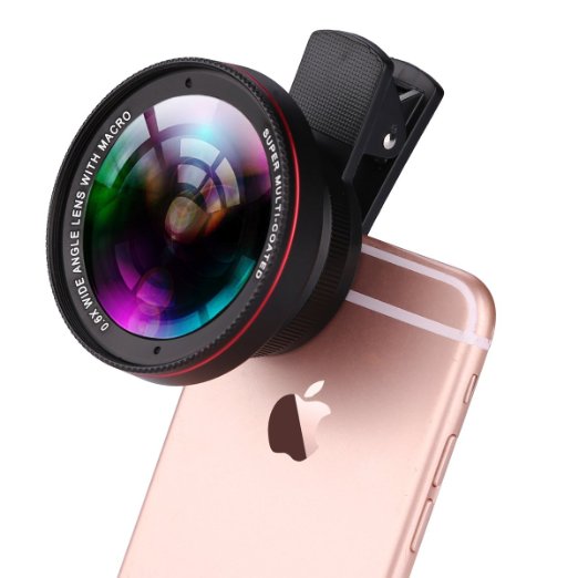 iPhone Camera Lens, Foxin 2 in 1 Clip-On Professional High Definition Camera Lens, 0.6X Wide Angle Lens,12.5X Macro Lens for iPhone 6 / 6S /6 Plus / SE / 5 / 5S Samsung Sony Smartphones