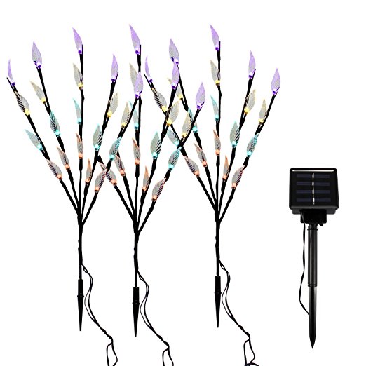 OxyLED SL04 Colorful Solar Powered Garden Tree Shaped Stake Light, 3 Tree Branches With 60 LEDs, RGB Light