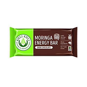 Kuli Kuli Moringa SuperFood Energy Bar, Dark Chocolate, 1.6 Ounce Bars (Box of 12) Vegan and Gluten-Free Energy Bar, Contains Half a Cup of Leafy Greens, Chia Seeds, Convenient Snack Bar