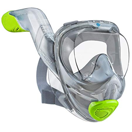 WildHorn Outfitters Seaview 180° V2 Full Face Snorkel Mask with FLOWTECH Advanced Breathing System - Allows for A Natural & Safe Snorkeling Experience- Panoramic Side Snorkel Set Design