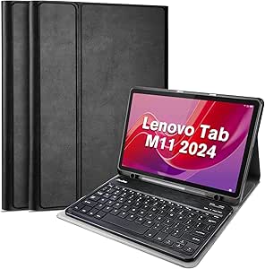 ProCase Case with Keyboard for Lenovo Tab M11 / Tab K11 LTE 11" 2024, PU Leather Case with Magnetically Detachable Wireless Keyboard for Lenovo Tab M11 / Lenovo Tab K11 LTE 11 Inch -Black