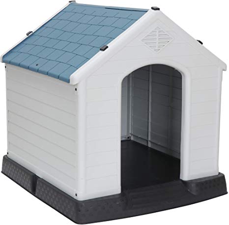 ZENY Plastic Dog House - Water Resistant Dog Kennel for Small to Medium Sized Dogs All Weather Indoor Outdoor Doghouse Puppy Shelter