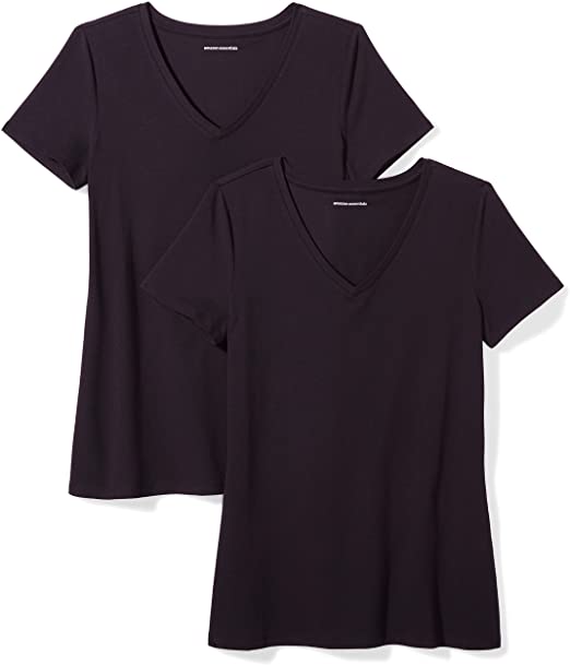 Amazon Essentials Women's 2-Pack Classic-Fit Short-Sleeve V-Neck T-Shirt