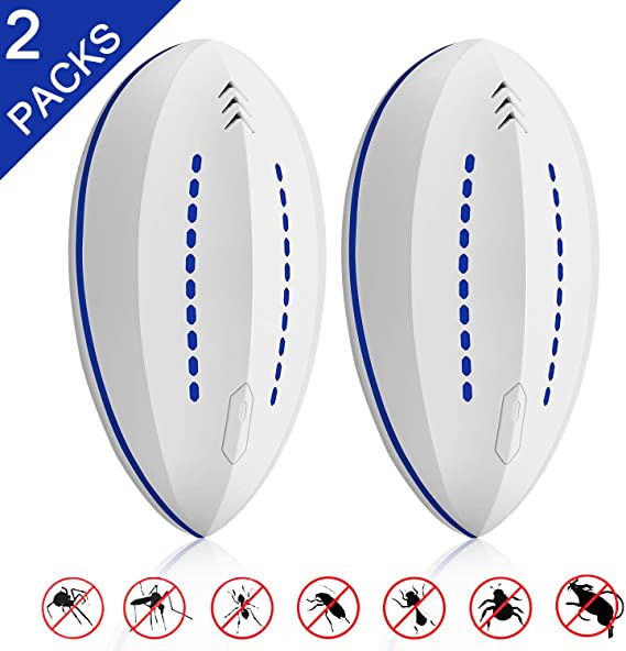 WahooArt Ultrasonic Pest Repeller 2 Pack, 2020 Upgrated Pest Control Ultrasonic Repellent, Best Repellent Plug in for Mosquito, Mouse, Cockroaches, Bug, Spider, Ant, Child and Pet Safe