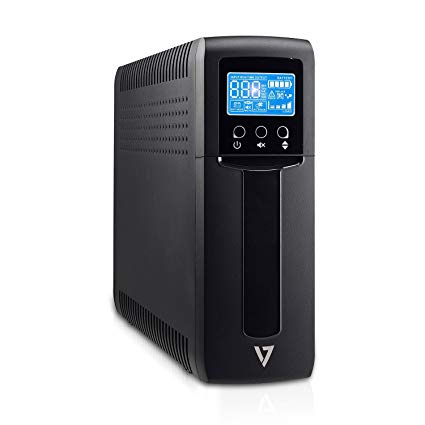 V7 UPS1TW1500-1N UPS 1500VA Tower (900W, 10 Outlets NEMA 5-15 (B) (5 Battery Backup 5 Surge only), Boost, AVR, LCD-Display, USB, Simulated Sine Wave, Line Interactive, 6ms Transfer time) Black