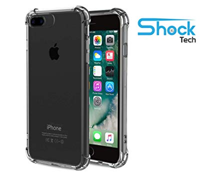Shock Tech iPhone 8 Plus/iPhone 7 Plus Clear Slim Case Shockproof Flexible Thin Soft Gel Absorbing Transparent Silicone TPU Bumper Rubber Back Protective Cover