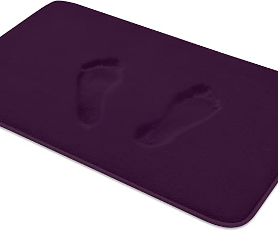 MAYSHINE Memory Foam Bathroom Rugs, Non-Slip Water Absorbent Luxury Soft Bathroom Rugs- 19x34 Inches, Plum