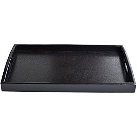 Kidcia Wooden Tray With Handle Serving Tray /Decorative Trays/Wooden serving Platters For Easy Arrangement Wood Tray Thanks Giving or Christamas Gift Interior Decoration-Black