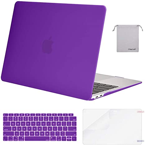 MOSISO MacBook Air 13 inch Case 2020 2019 2018 Release A2337 M1 A2179 A1932, Plastic Hard Shell&Keyboard Cover&Screen Protector&Storage Bag Compatible with MacBook Air 13 inch Retina, Ultra Violet