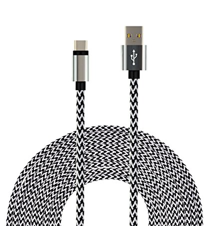 UNISAME 10Ft Rugged Bold Nylon Braided USB Type-C 3.1 to USB 2.0 A Male Data Charging Cable Reversible Connector Charger Cord for Moto Z Force, LG G5, Nexus 6P 5X, HTC 10, Oneplus 2 3 and More