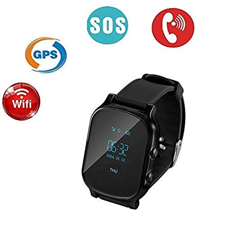 TKSTAR GPS Tracker Smart Watch for Kids Senior,Phone Watch,with Dual Way Call, Real Time Locating SOS Anti-Lost Remote Monitor Watches Support Android iOS T58  (Black)
