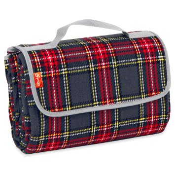 Yodo Water-Resistant Sporting Events Picnic Blanket Tote 59" x 53", Summer Red Plaid