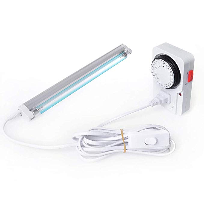 UV Sterilizer Light with 24 Hour Plug-in Mechanical Timer, LAMPTOP UV Germicidal Light 110V 8W Air Sterilizer Cleaner -Kills 99.9% of Mold Bacteria Germs Viruses for Cabinet Household