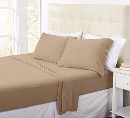 Tribeca Collection Super Soft Luxury Jersey Sheet Set in Solid Colors By Home Fashion Designs Brand (Queen, Pine Bark)