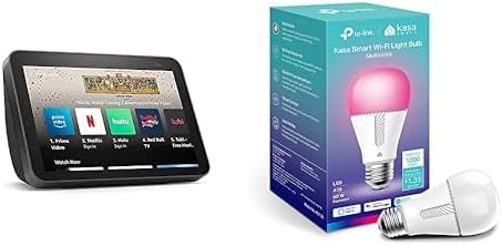 Echo Show 8 (2nd Gen) in Charcoal bundle with TP-Link Kasa Smart Color Bulb