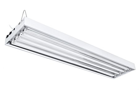 iPower GLT5XXPANL4T4 T5 Fluorescent 4-Tube Fixture Bloom Veg w/ Bulbs, 4-Feet, Powder Coated UL Listed Steel Housing, 10' Grounded Power Cord. Rated Wattage: 216W. Fluorescent 6400K 54W Tubes Included, Dual On/Off Switches