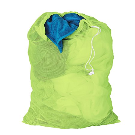 Honey-Can-Do LBG-02810 Mesh Laundry Bag with Drawstring, Neon Green, 25-inches L x 36-Inches H