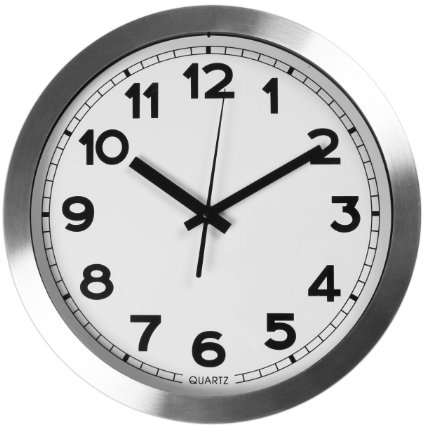 Large Indoor/Outdoor Decorative Silver Wall Clock - Universal Modern Quartz Design Non-ticking & Silent 12-Inch Wall Clock - By Utopia Home