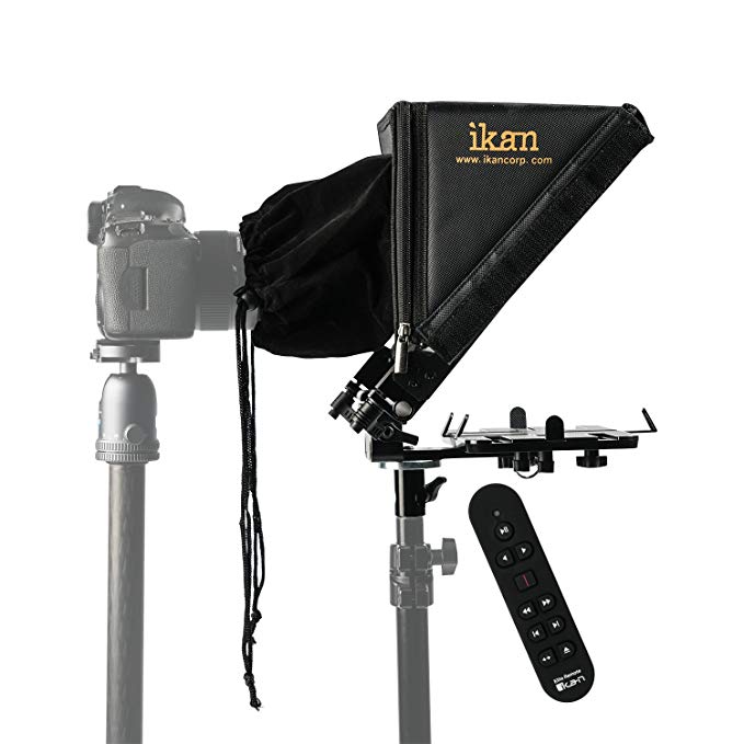 Ikan PT-Elite-LS-RC Tablet Teleprompter for Light Stands with Remote, Black