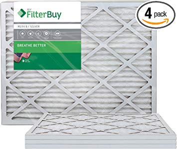 FilterBuy 16x32x1 MERV 8 Pleated AC Furnace Air Filter, (Pack of 4 Filters), 16x32x1 – Silver