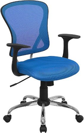 Flash Furniture H-8369F-BL-GG Mid-Back Blue Mesh Office Chair with Chrome Finished Base